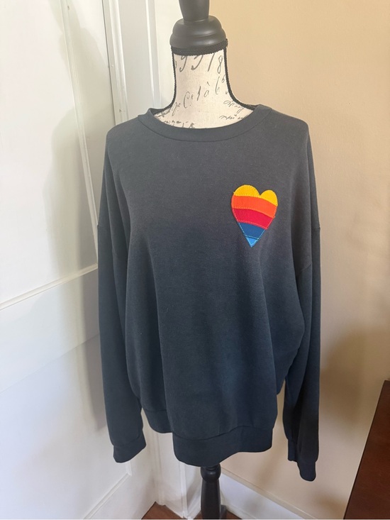 Aviator Nation Tops - Aviator Nation Black Sweatshirt with Rainbow Heart Patch